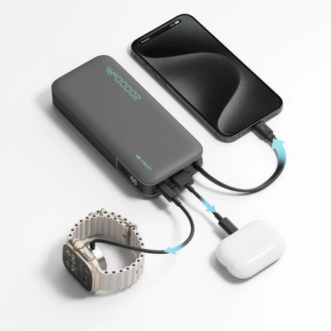 Powerbank Cuktech CUKP200NGLLG 55W 20000mAh z wbudowanym kablem USB-C - biały