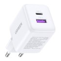 Ładowarka sieciowa Ugreen X516 USB + USB-C, GaN, 30W (biała)