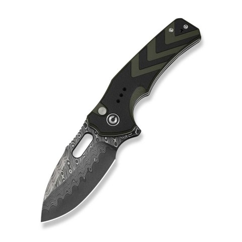 CIVIVI Vexron Damast Nóż EDC Button Lock G10 Black Green