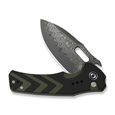 CIVIVI Vexron Damast Nóż EDC Button Lock G10 Black Green