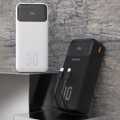 Powerbank Dudao K15MAX 30000mAh PD 22.5W z wbudowanymi kablami - czarny