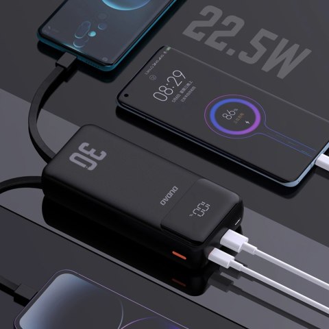 Powerbank Dudao K15MAX 30000mAh PD 22.5W z wbudowanymi kablami - czarny
