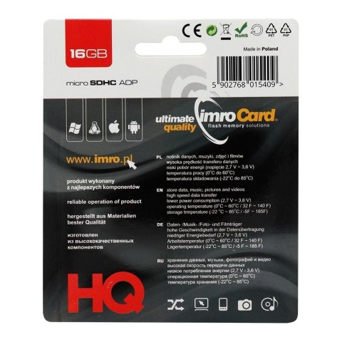 IMRO karta pamięci microSD 16GB z adapterem SD