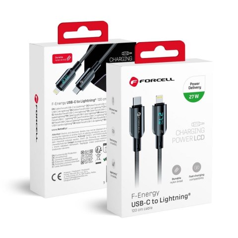 Kabel USB C do Lightning Forcell F-Energy PD 3A 27W Digital 1,2 m C276 czarny