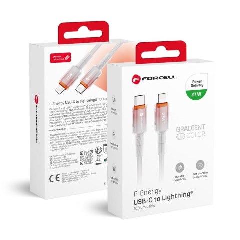 Kabel USB C do Lightning Forcell F-Energy PD 3A 27W Gradient 1 m C356 biały