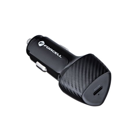 Ładowarka samochodowa Forcell F-Energy Carbon USB C QC3.0 PD 3A 20W + kabel USB C do USB C CC50-1C czarna