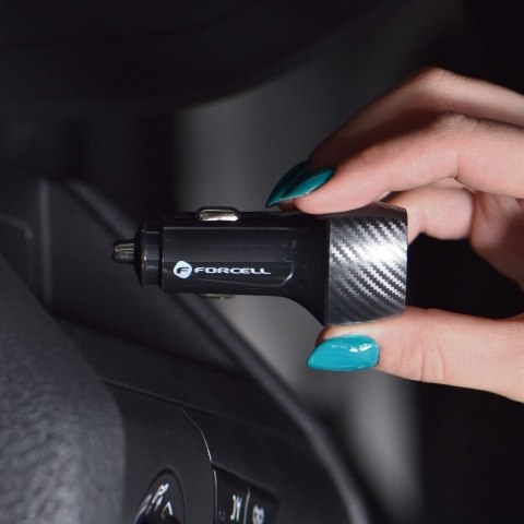 Ładowarka samochodowa Forcell F-Energy Carbon USB C + USB A QC3.0 PD 3A 38W CC50-1A1C czarna