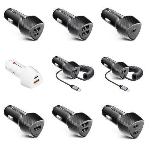 Ładowarka samochodowa Forcell F-Energy Carbon USB C + USB A QC3.0 PD 3A 38W CC50-1A1C czarna