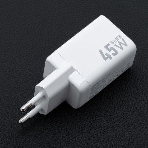 Ładowarka sieciowa do telefonu Forcell F-Energy Mini GaN III USB C + USB A PD QC4.0 45W VT-36 biała