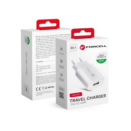 Ładowarka sieciowa do telefonu Forcell F-Energy USB A QC3.0 2,4A 18W TFK-TC-1099 biała