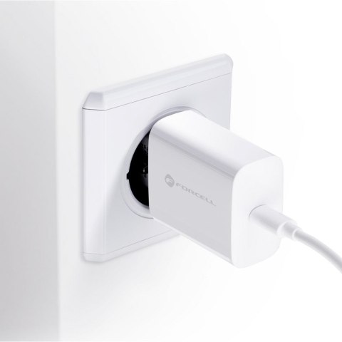 Ładowarka sieciowa do telefonu Forcell F-Energy USB C QC4.0 PD 3A 25W + kabel USB C do USB C TFK-TC-25WPD biała