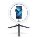 Lampa LED Ring Stream RGB pierścieniowa 10" z uchwytem na telefon + statyw czarna