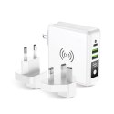 Wielofunkcyjna ładowarka Forcell F-Energy 4w1 2 x USB A + USB C 15W + power bank 8000mAh + ładowanie bezprzewodowe biała