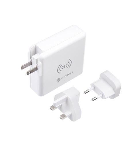 Wielofunkcyjna ładowarka Forcell F-Energy 4w1 2 x USB A + USB C 15W + power bank 8000mAh + ładowanie bezprzewodowe biała