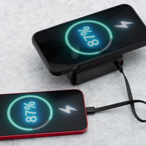 Wielofunkcyjna ładowarka Forcell F-Energy 6w1 USB A + USB C PD 45W + power bank 15000 mAh + ładowanie bezprzewodowe 15W czarna