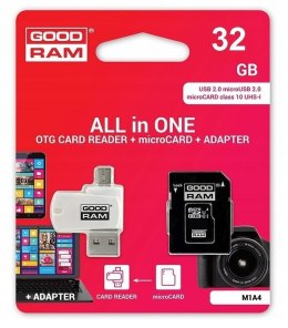 Goodram GOODRAM czytnik kart pamięci USB A + Micro USB ALL IN ONE M1A4 + karta microSD 32GB z adapterem