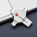 Pendrive 64GB USB 3.2 Gen 1 (USB A / USB C / Lightning / Micro USB) Forcell F-Data Metal Quad srebrny