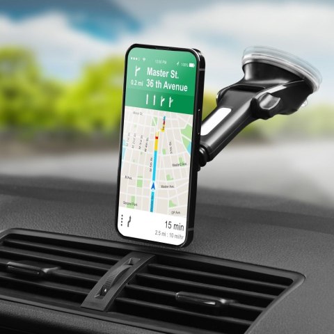 Uchwyt na telefon do samochodu magnetyczny Forcell F-Grip Carbon H-CT327 do szyby / deski czarny