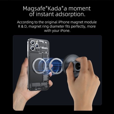 Uchwyt na telefon do samochodu magnetyczny zgodny z MagSafe Forcell F-Grip MagFlex do szyby / deski czarny