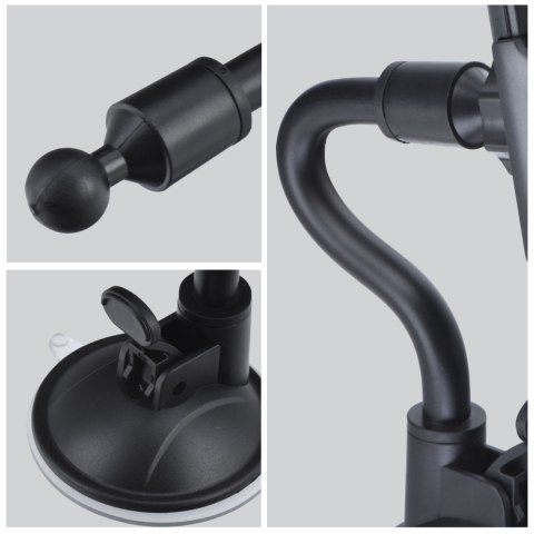Uchwyt na telefon do samochodu uniwersalny Forcell F-Grip Carbon Bracket ramię 17cm do szyby czarny