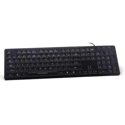 ART klawiatura przewodowa USB A QWERTY podświetlana slim AK-20 czarna