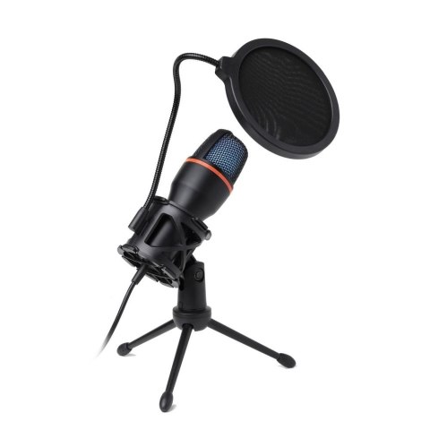 Mikrofon pojemnościowy Art z membraną stojący podświetlany tripod AC-02 czarny