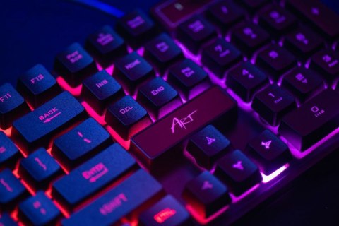 ART zestaw klawiatura przewodowa USB A QWERTY podświetlana + myszka przewodowa USB A podświetlana AK-50 czarny