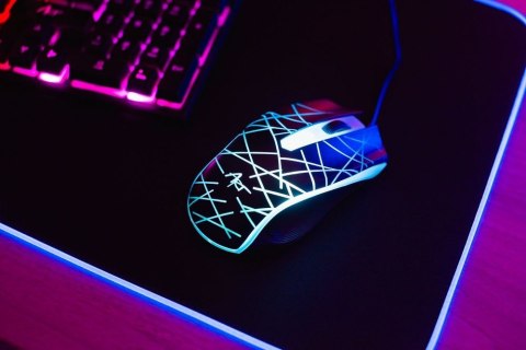ART zestaw klawiatura przewodowa USB A QWERTY podświetlana + myszka przewodowa USB A podświetlana AK-50 czarny