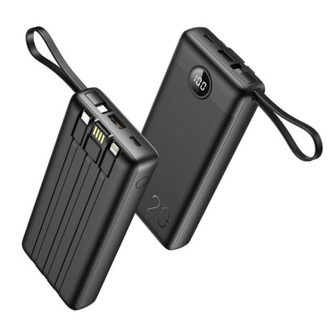 Powerbank Veger C20 (W2047 / W2059) 20000 mAh z wbudowanymi kablami Micro USB / Typ C / Lightning czarny