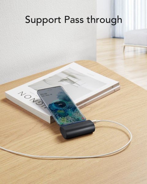 Powerbank Veger PlugOn (W0556/V0556) PD QC3.0 3A 20W 5000 mAh z wbudowanym złączem Typ C czarny