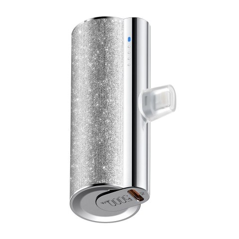 Powerbank Veger PlugOn (W0573P) PD QC3.0 2,4A 12W 5000 mAh z wbudowanym złączem Lightning srebrny