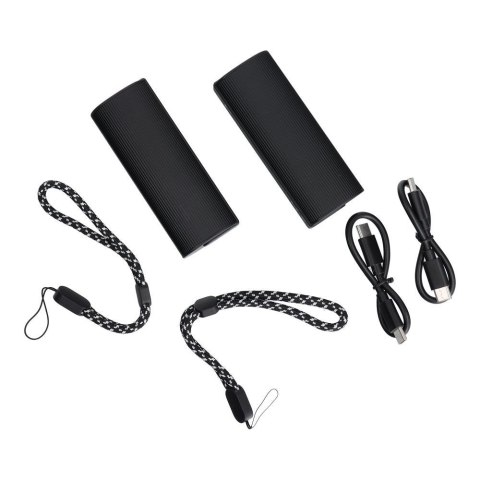 Powerbank Veger (W0587) 2,4A 2 szt 2 x 5000 mAh z podgrzewaczem do rąk czarno srebrny