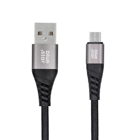 Kabel USB A do Micro USB Blue Star 2A z oplotem 1,2 m TFK-DC-003 czarny