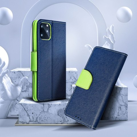 Etui z klapką na Samsung S25 PLUS Fancy Book granatowo-limonkowe