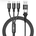 Kabel 4w1 USB C / USB A do Micro USB / Lightning / USB C Blue Star 2,4A 12W Cafule 1,2 m C172 czarny