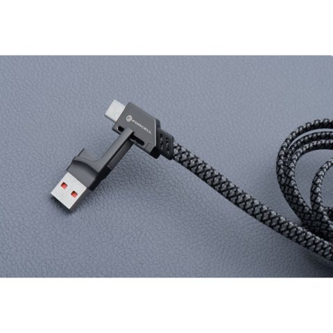 Kabel 4w1 USB C / USB A do USB C / Lightning Forcell F-Energy QC PD 3A 60W 1 m C241 chrom