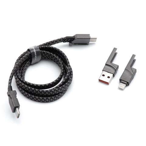 Kabel 4w1 USB C / USB A do USB C / Lightning Forcell F-Energy QC PD 3A 60W 1 m C241 chrom