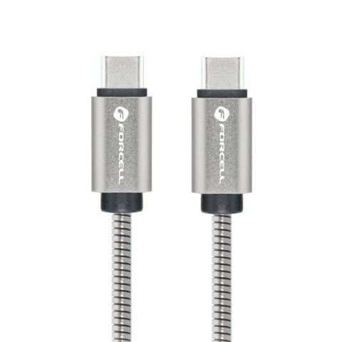 Kabel USB C do USB C Forcell F-Energy QC4.0 PD 5A 100W E-Mark Metal 2 m C239 srebrny