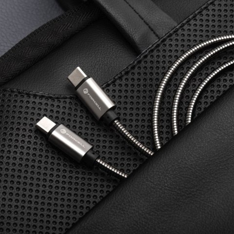Kabel USB C do USB C Forcell F-Energy QC4.0 PD 5A 100W E-Mark Metal 2 m C239 srebrny