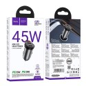 Ładowarka samochodowa Hoco 2 x USB C QC PD 45W NZ16B szara