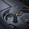 Ładowarka samochodowa Hoco ze zwijanym kablem 2 x USB C + USB A QC PD 65W NZ18 czarna