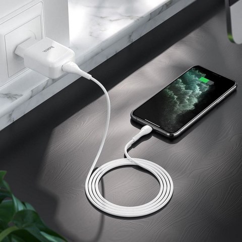 Ładowarka sieciowa do telefonu Hoco USB A 2A 10W + kabel USB A do Lightning N2 biała