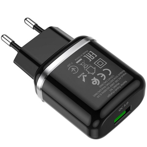 Ładowarka sieciowa do telefonu Hoco USB A QC3.0 3A 18W N3 czarna