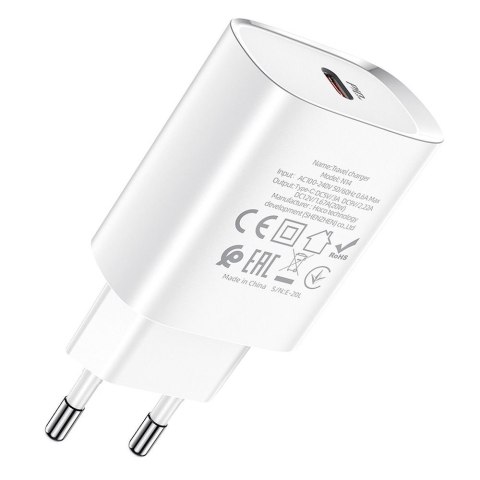 Ładowarka sieciowa do telefonu Hoco USB C PD 20W N14 biała