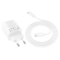 Ładowarka sieciowa do telefonu Hoco 2 x USB C + 2 x USB A QC3.0 PD 3A 20W + kabel USB C do USB C N55 biała