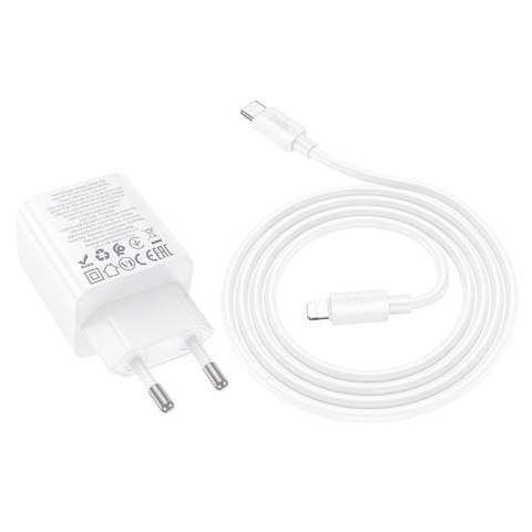 Ładowarka sieciowa do telefonu Hoco 2 x USB C + 2 x USB A QC3.0 PD 3A 30W + kabel USB C do Lightning N56 biała