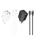 Ładowarka sieciowa do telefonu Hoco 2 x USB C + 2 x USB A QC3.0 PD 3A 30W + kabel USB C do Lightning N56 biała