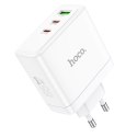 Ładowarka sieciowa do telefonu Hoco 2 x USB C + USB A GaN QC PD 65W N30 biała
