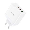 Ładowarka sieciowa do telefonu Hoco 2 x USB C + USB A GaN QC PD 65W N30 biała