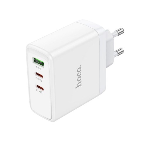Ładowarka sieciowa do telefonu Hoco 2 x USB C + USB A GaN QC PD 65W N30 biała